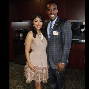 LC Lauren Conrad Taupe Organza Dress